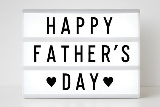 Happy Father s Day illuminated sign with hearts on a white background created by Generative AI.