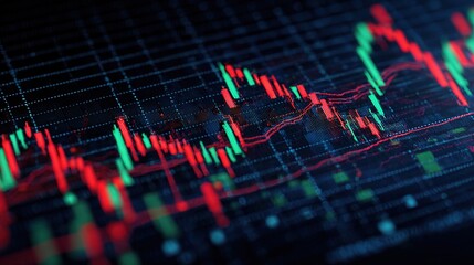 High Contrast Stock Chart with Red and Green Candlesticks Display