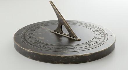 Antique round sundial isolated object