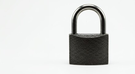 Naklejka premium Black padlock isolated on white background