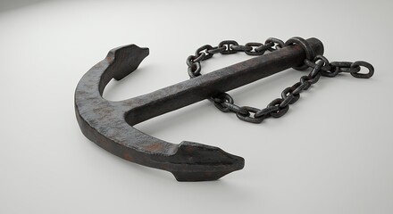 Dark gray anchor with chain