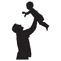 Father and Son Playing Together A Loving Moment Captured in Silhouette Style silhouette