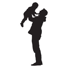 Father and Son Playing Together A Loving Moment Captured in Silhouette Style silhouette