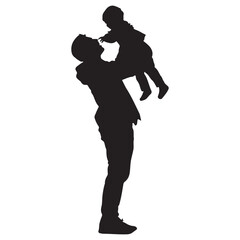 Father and Son Playing Together A Loving Moment Captured in Silhouette Style silhouette
