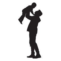 Father and Son Playing Together A Loving Moment Captured in Silhouette Style silhouette