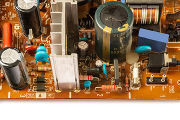 The image shows a printed circuit board of an electronic device. It shows a detailed structure with...