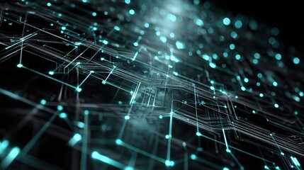 Obraz premium High Tech 3D Animation of Geometric Network with Gigapixel Quality