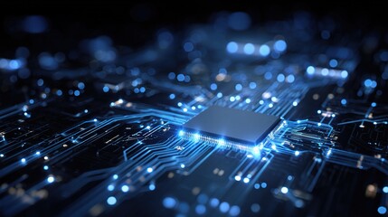 Obraz premium Digital Vector Rendering of AI Circuitry with Luminous Elements