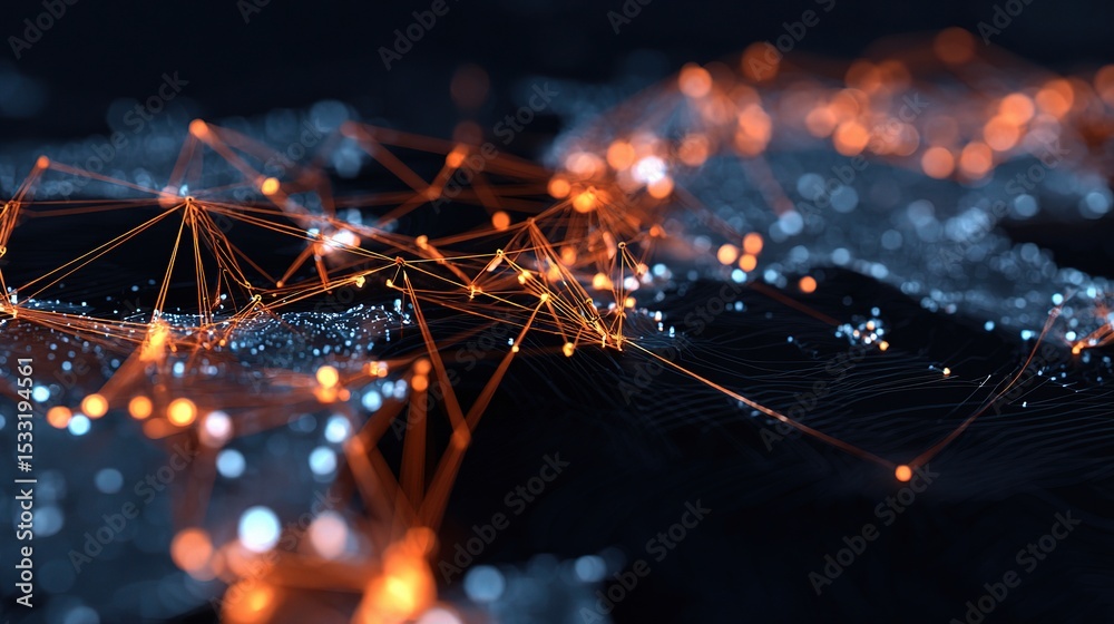 Poster abstract 3d network map showing data clusters and connections