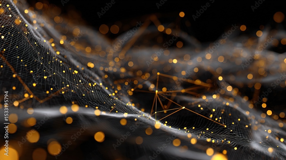 Poster 3d network mesh background with big data conceptual visualization