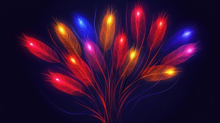 Glowing Colorful Wheat Ears