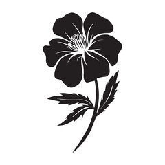Black and White Flower Silhouette A Simple Botanical Illustratio