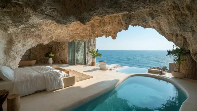 Seaside Cave Villa: Luxury Living with Ocean Views and Private Pool in Unique Rock Formation