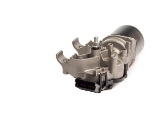 Car part on white background.. Electric motor with gearbox for car windshield wiper mechanism.