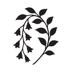 Floral Silhouette Botanical Illustration of Graceful Branches and Delicate Flower