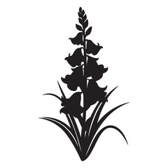 Floral Silhouette Black and White Flower Illustration