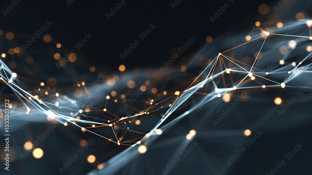 Poster abstract technology visualization with particles and connected lines