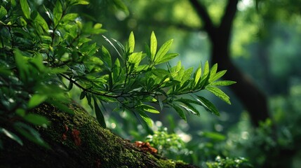 Vibrant Lush Foliage in a Forest Scene