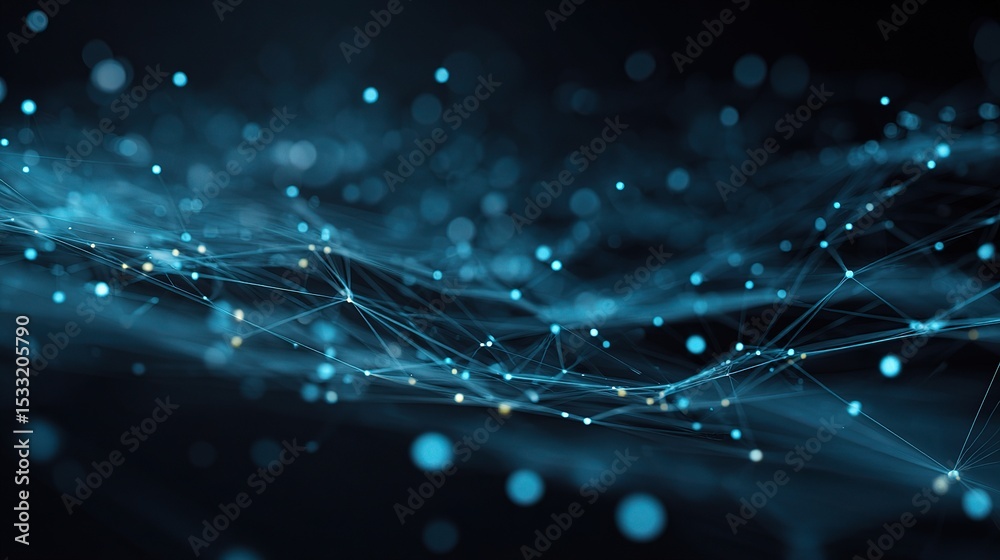 Poster abstract science background with floating dots and lines representation