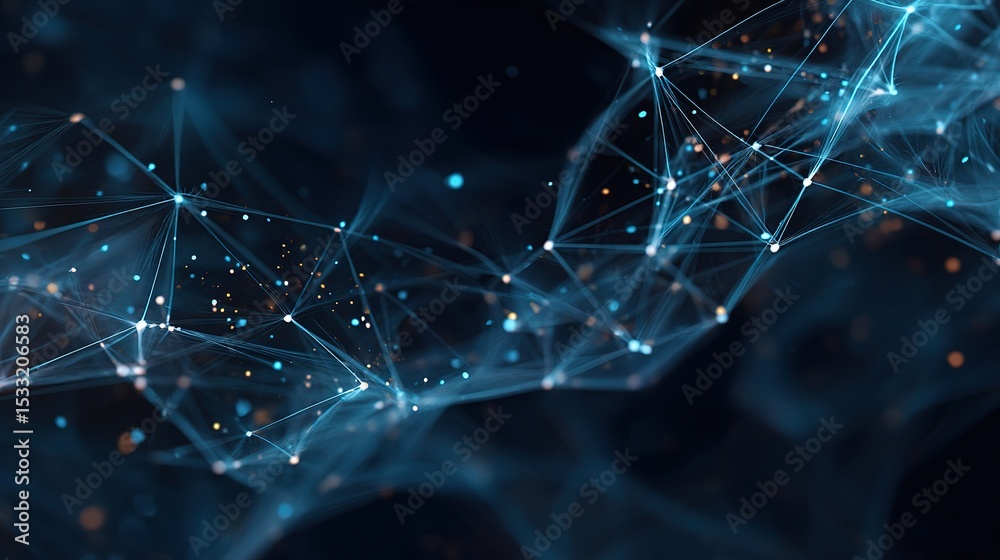 Poster abstract mesh background with vector lines in digital space