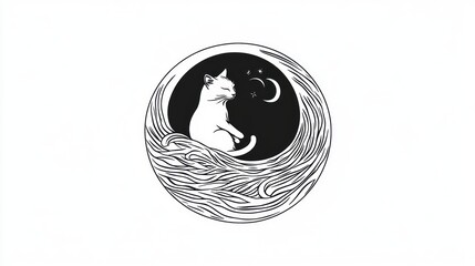 Serene cat rests peacefully in a cosmic night