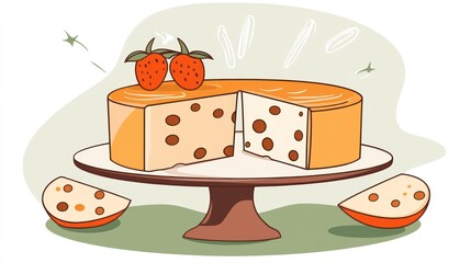 Delicious cake with fruit on a stand