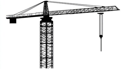 Massive construction crane silhouette