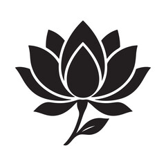 Lotus Flower Illustration Simple, Black and White Floral Design
