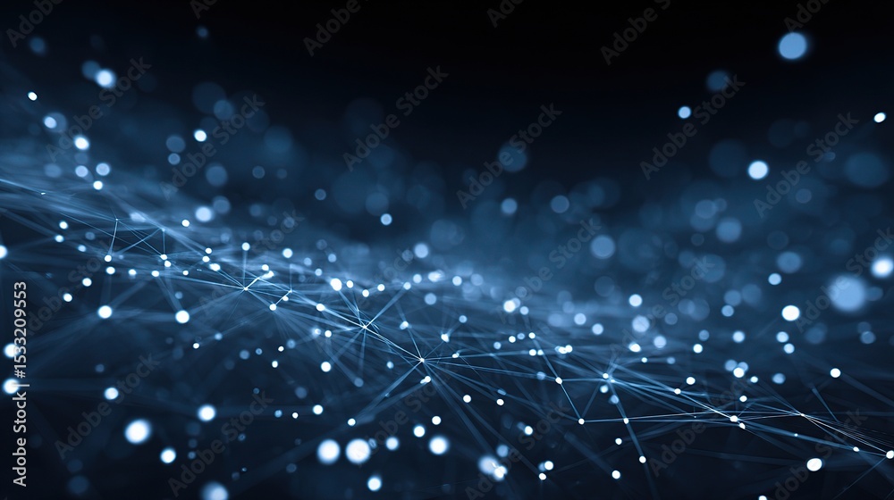 Poster abstract science background with dots and lines in dark space