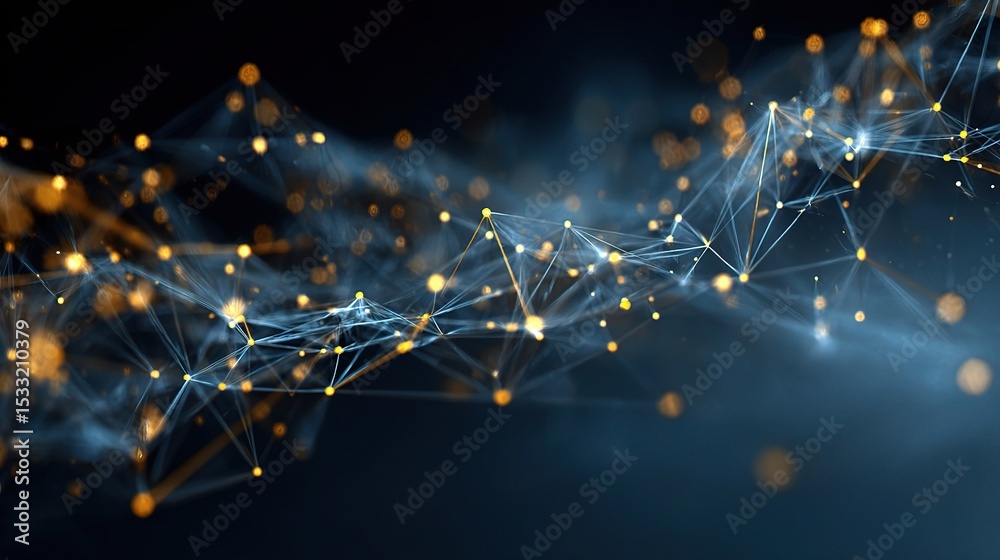 Poster abstract technology background with plexus and mesh visuals