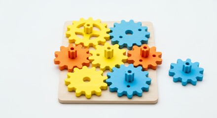 Colorful wooden gear puzzle for children