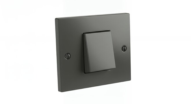 Dark gray electrical wall switch isolated