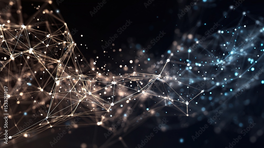 Poster abstract technology background with plexus and particles effects
