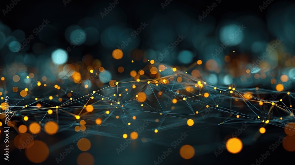 Poster 3d visualization of big data and cybersecurity concepts with neural network
