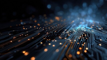 Abstract Technology Circuit Board Background with Light Effects