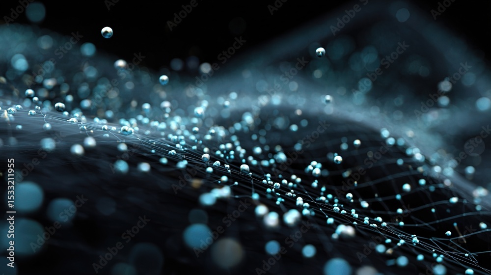 Poster abstract technology background with network of particles and nodes
