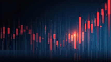 Fototapeta premium Dark Blue Candlestick Overlay with Digital Style for Data Analysis