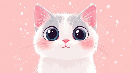 A cute illustration of a cat with big expressive eyes