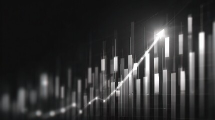 Monochrome Chart with Bullish Candles and Upward Trend Visualization