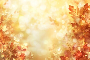Autumn leaves, golden light, bokeh