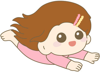 바람에 머리카락 휘날리는 소녀 일러스트_Girl with Flowing Hair in Wind