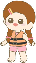 Girl Wearing Life Jacket, Child Safety Vest, Kid Swimming Gear 어린이 구명조끼 여자아이