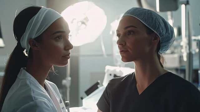 Medical Professionals Collaborating in Hospital Operating Room Close-up