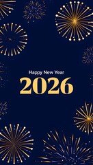 Happy New Year 2026 Celebrate the New Year with Fireworks and Gold Sparkle