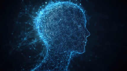 Obraz premium A Blue Digital Network Depicting The Human Head And Shoulders