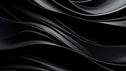Elegant abstract black fabric folds background with flowing, fluid smooth shapes and soft shadow lines, dark sleek surface texture - Powered by Adobe