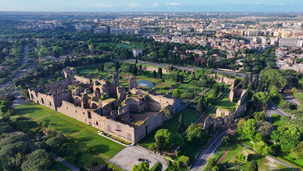 Archaeological Park At Rome In Lazio Italy. Cultural Heritage. Beautiful Cityscape. Archaeological...