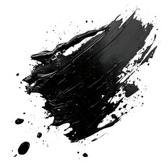 Abstract black in splash, paint, brush strokes, stain grunge isolated on white and transparent background