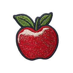apple embroidered patch badge isolated on white and transparent background
