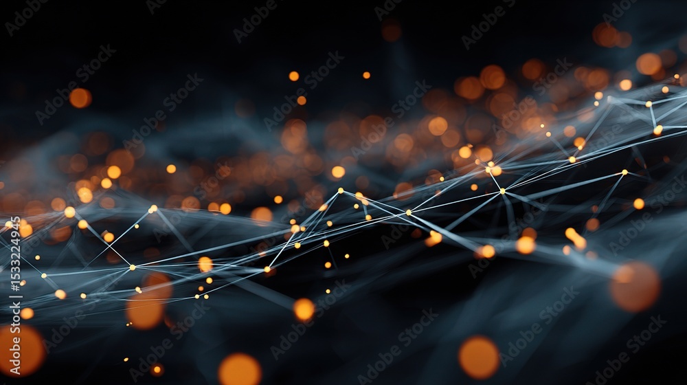 Poster abstract data technology background with connecting dots and lines